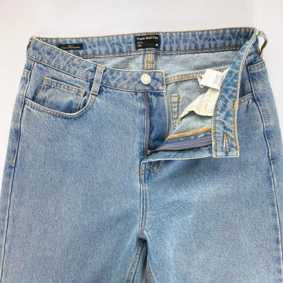 FRANK AND OAK LIGHT WASH DENIM STEVIE HIGH RISE TAPERED FIT JEANS - 28 - Picture 6 of 11